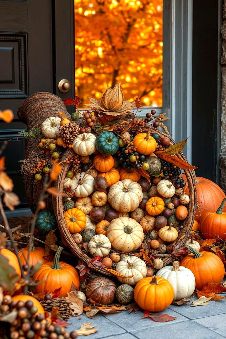 Harvest Baskets or Cornucopias - 22 Front Door Fall Decor Ideas