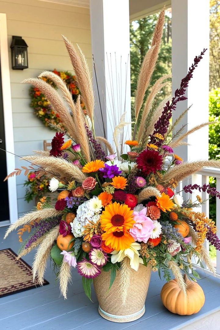 Harvest Floral Arrangements - 22 Fall Porch Decor Ideas