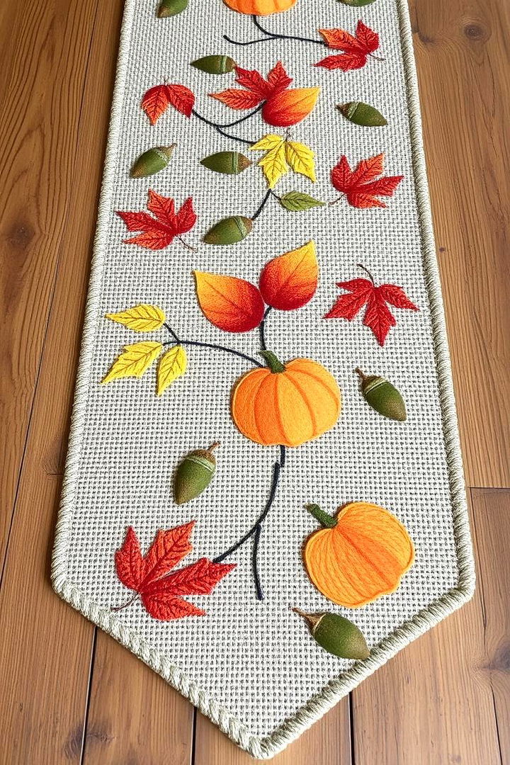 Harvest Inspired Table Runner - 22 thanksgiving table decor ideas