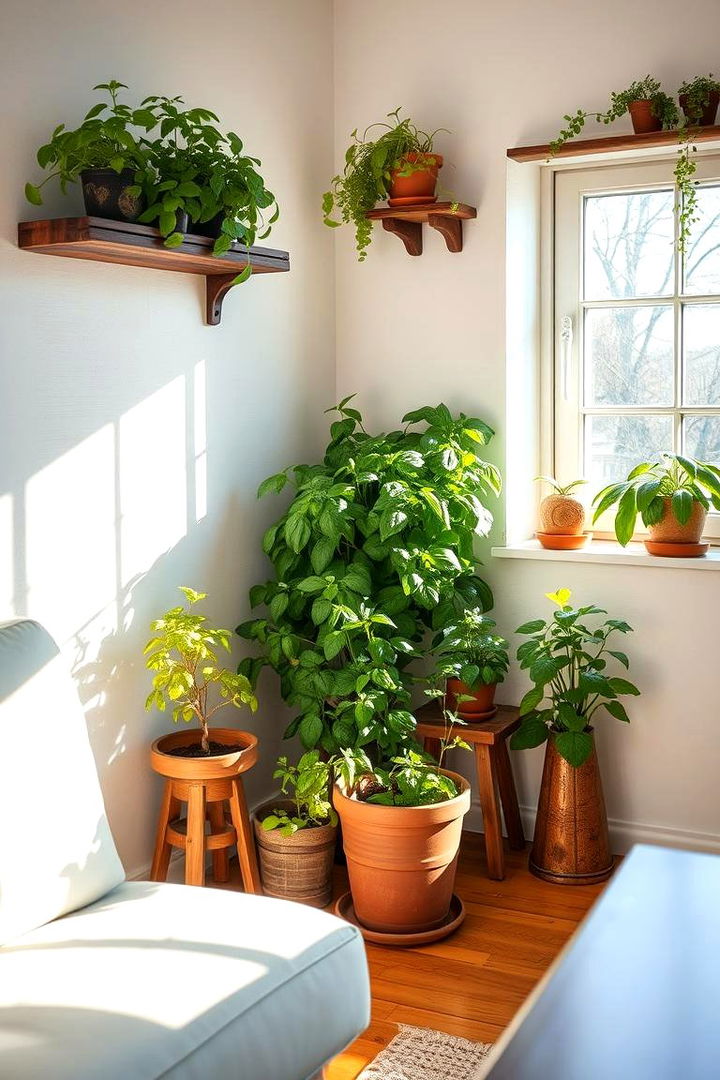 Herb Garden Corners - 22 Green Living Room Ideas