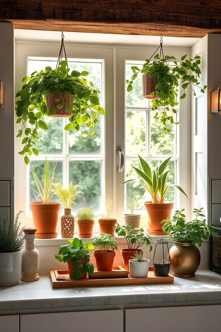 Herb Garden Windowsill Accents - 22 Spanish Style Kitchen Ideas