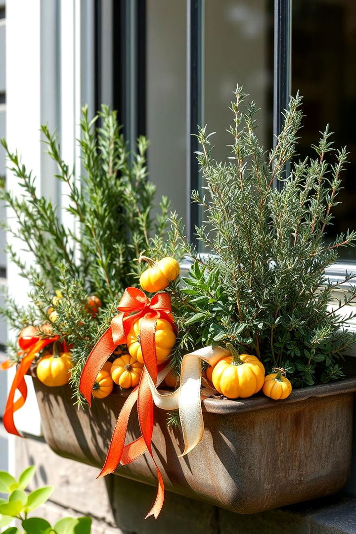 Herb Garden with Autumn Accents - 22 Fall Window Box Ideas