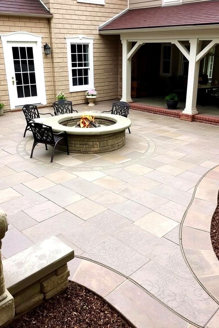 Heritage Inspirations and Timeless Detailing - 22 stamped concrete patio with fire pit ideas