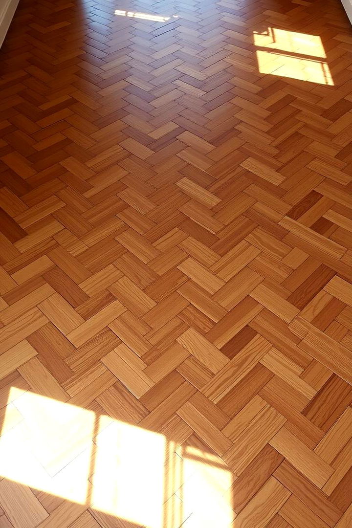 Herringbone Pattern Sophistication - 22 Living Room Wood Floor Ideas