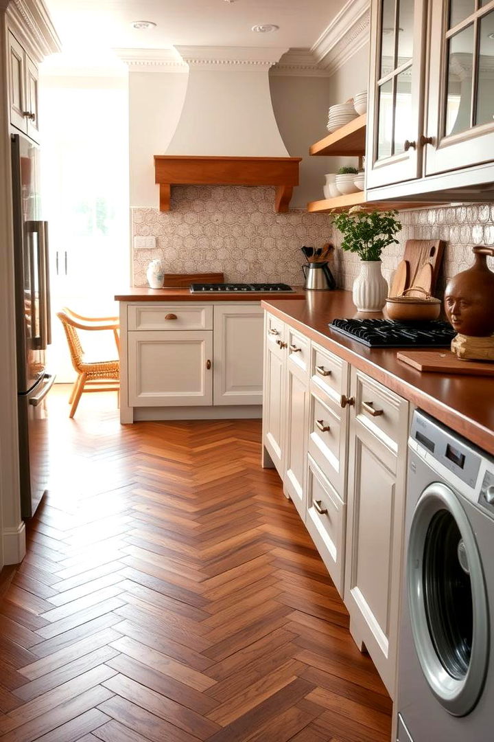 Herringbone Pattern Wood Flooring - 22 Kitchen Floor Ideas