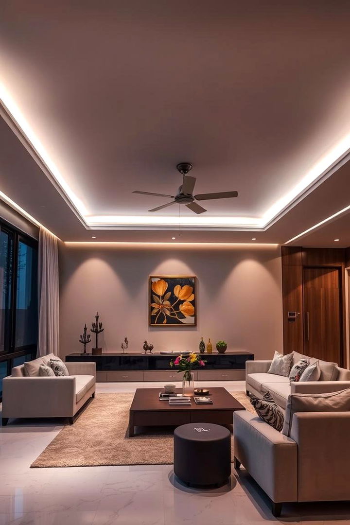 Hidden Cove Lighting Charm - 22 Living Room False Ceiling Design Ideas
