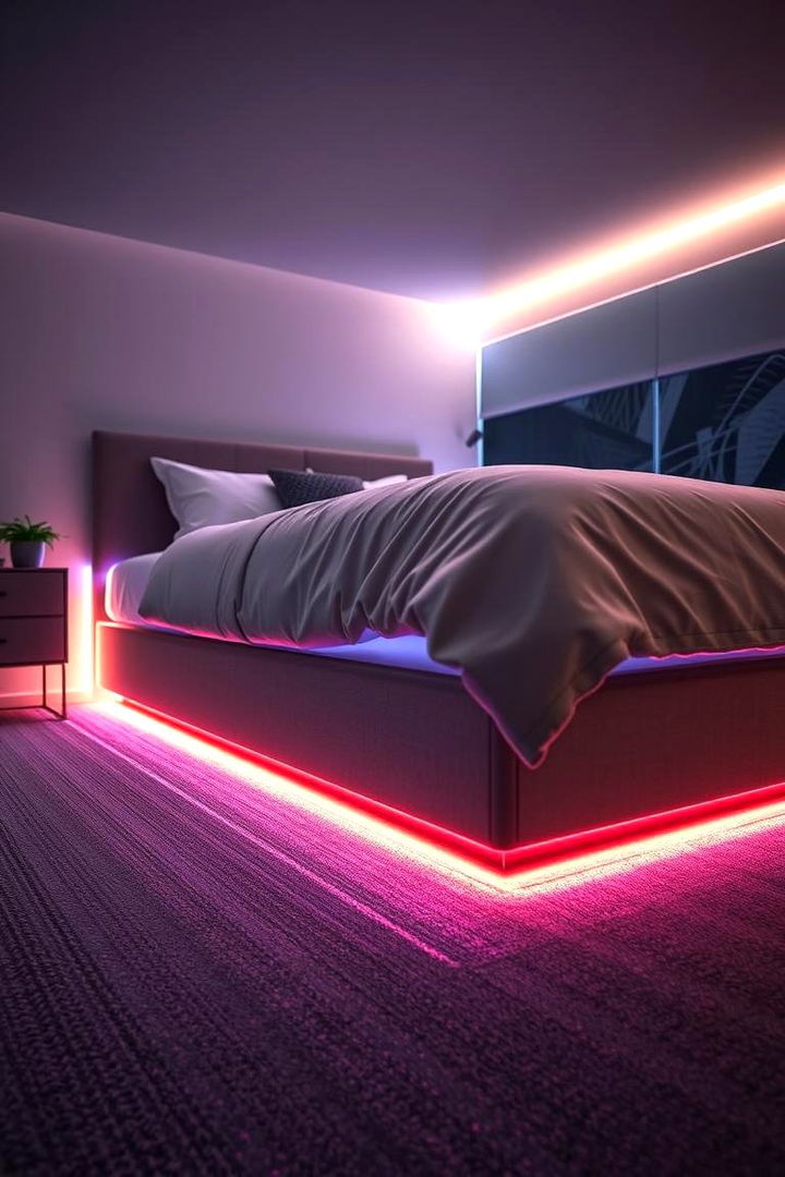 Hidden Neon Underlights - 22 Neon Bedroom Ideas