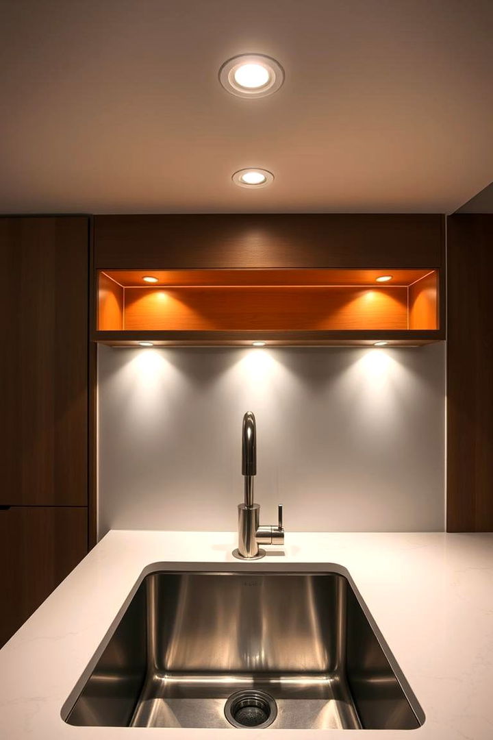 Hidden Recessed Lights for a Sleek Setup - 22 Kitchen Sink Lighting Ideas