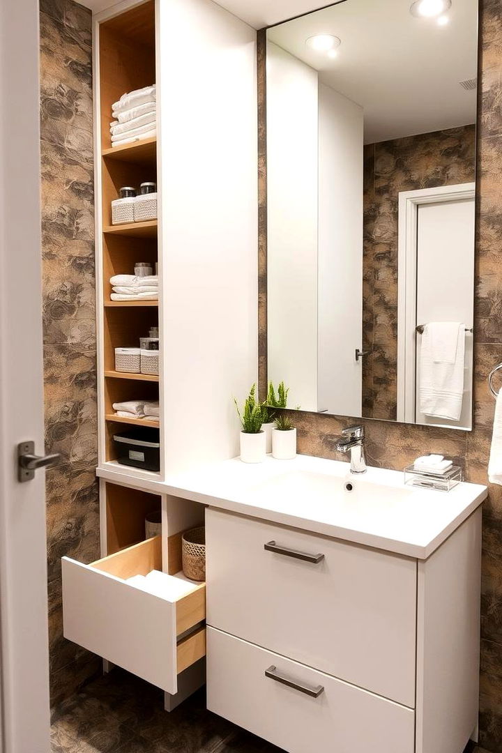 Hidden Storage Compartments - 22 Small Master Bathroom Ideas