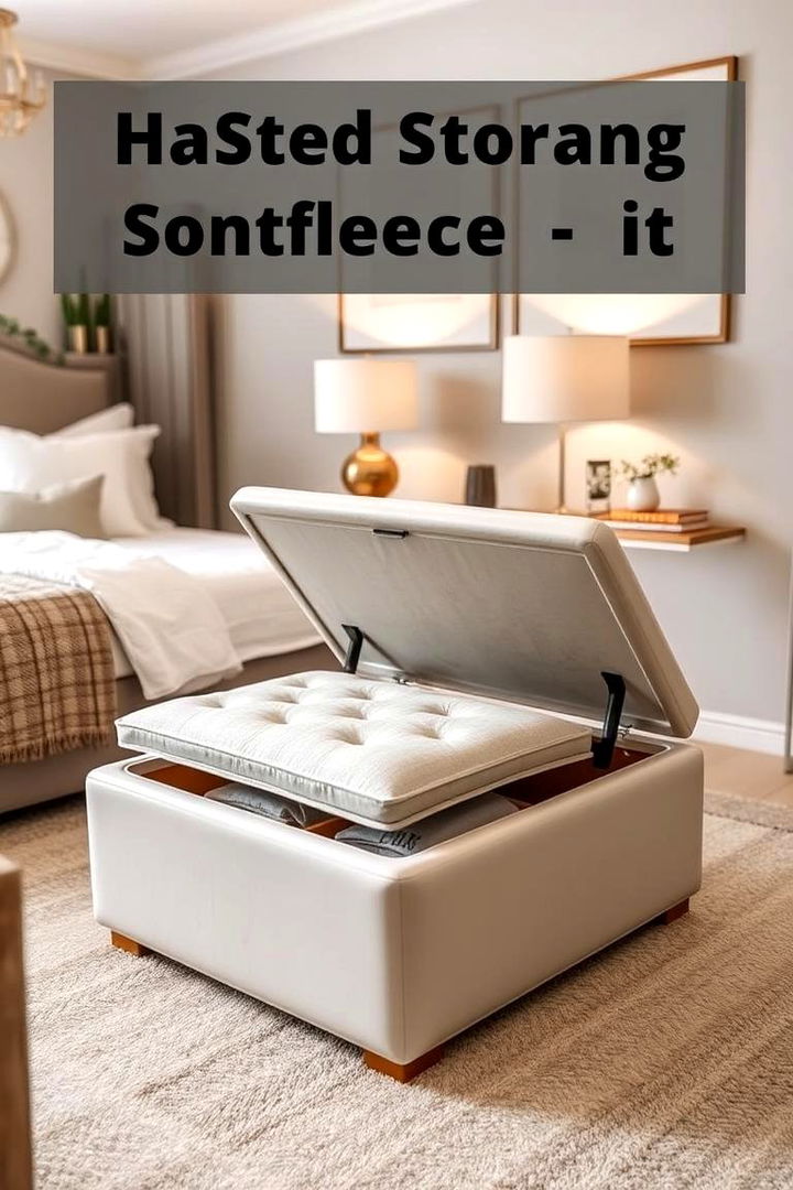 Hidden Storage Ottoman - 22 small bedroom storage ideas