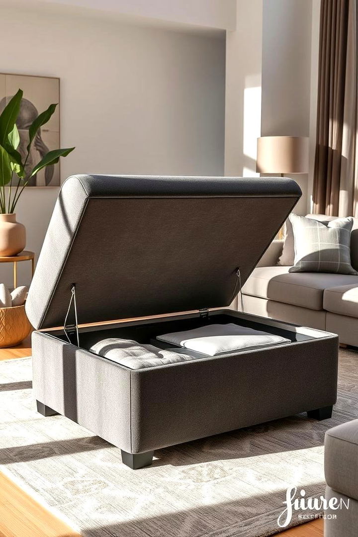 Hidden Storage Ottomans - 22 Living Room Storage Ideas