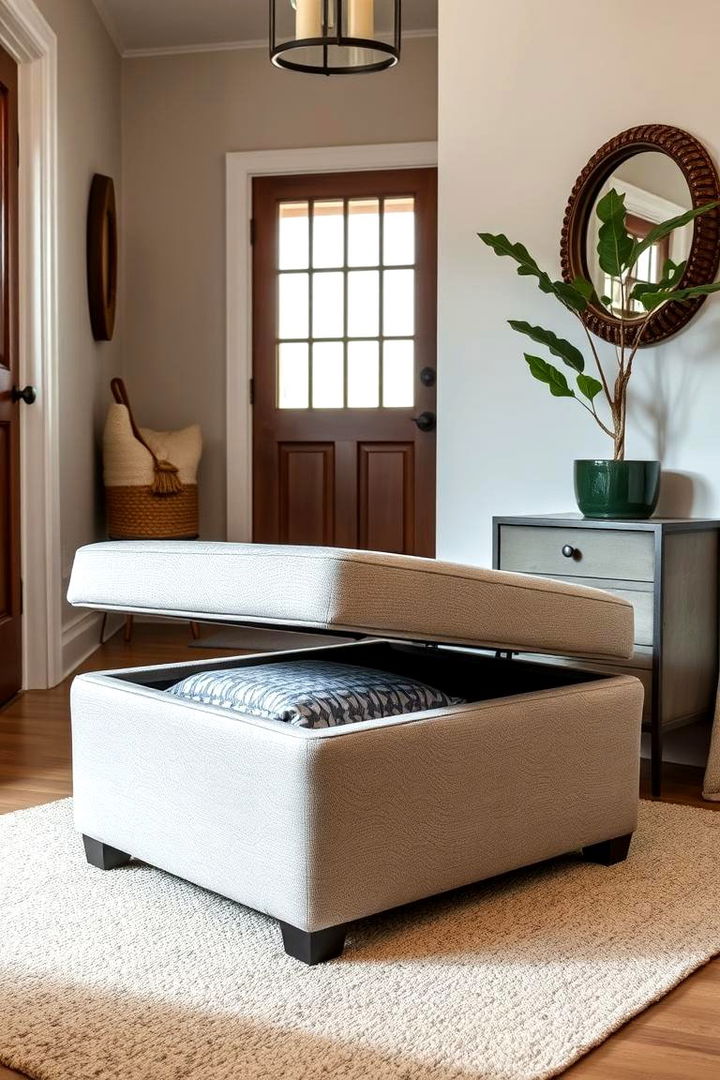 Hidden Storage Ottomans - 22 Entryway Storage Ideas