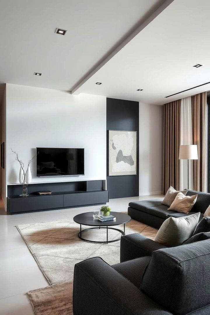 High Contrast Accents - 22 Grey and Beige Living Room Ideas