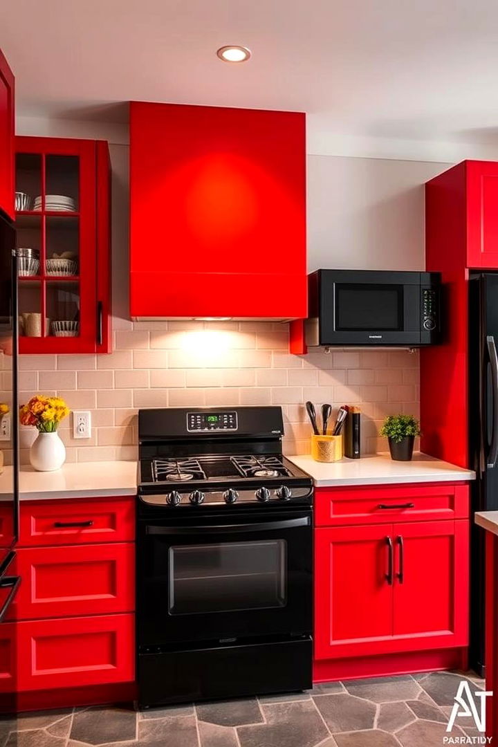 High Contrast Bold Colors - 22 What Color Cabinets Go With Black Appliances