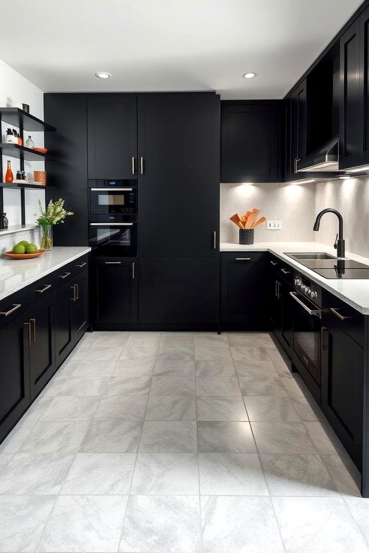 High Contrast Countertops - 22 Gray and Black Kitchen Ideas