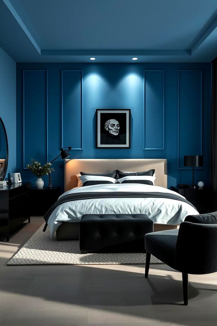 High Contrast Decor - 22 Light Blue Bedroom Ideas