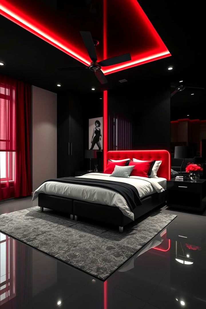 High Contrast Drama - 22 red black and white bedroom ideas