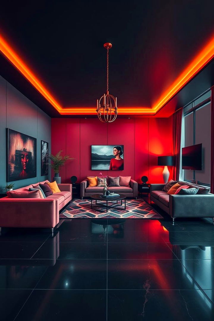 High Contrast Drama - 22 Black Floor Living Room Ideas