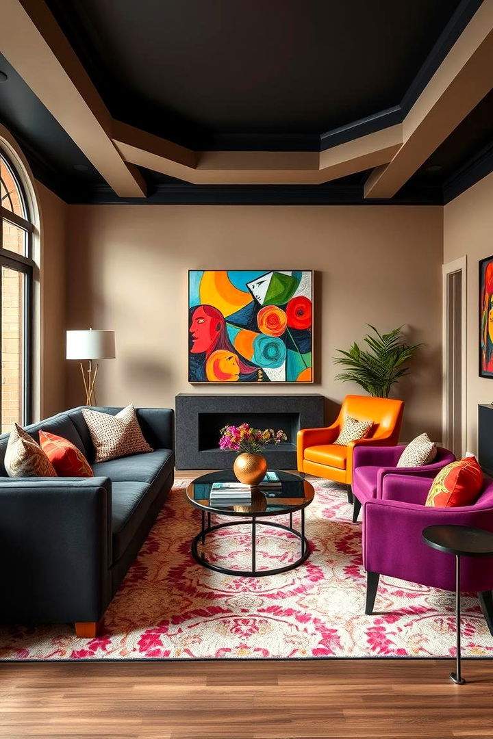 High Contrast Furnishings - 22 Dark Living Room Ideas