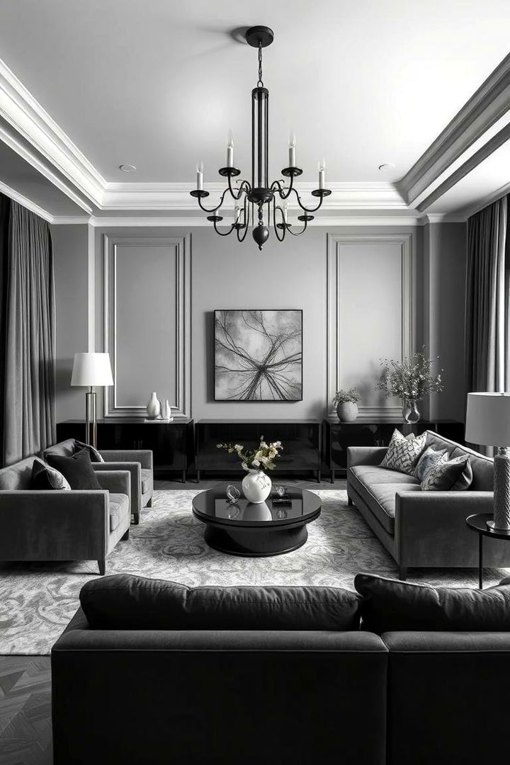 High Contrast Gray and Black - 22 Gray Living Room Ideas