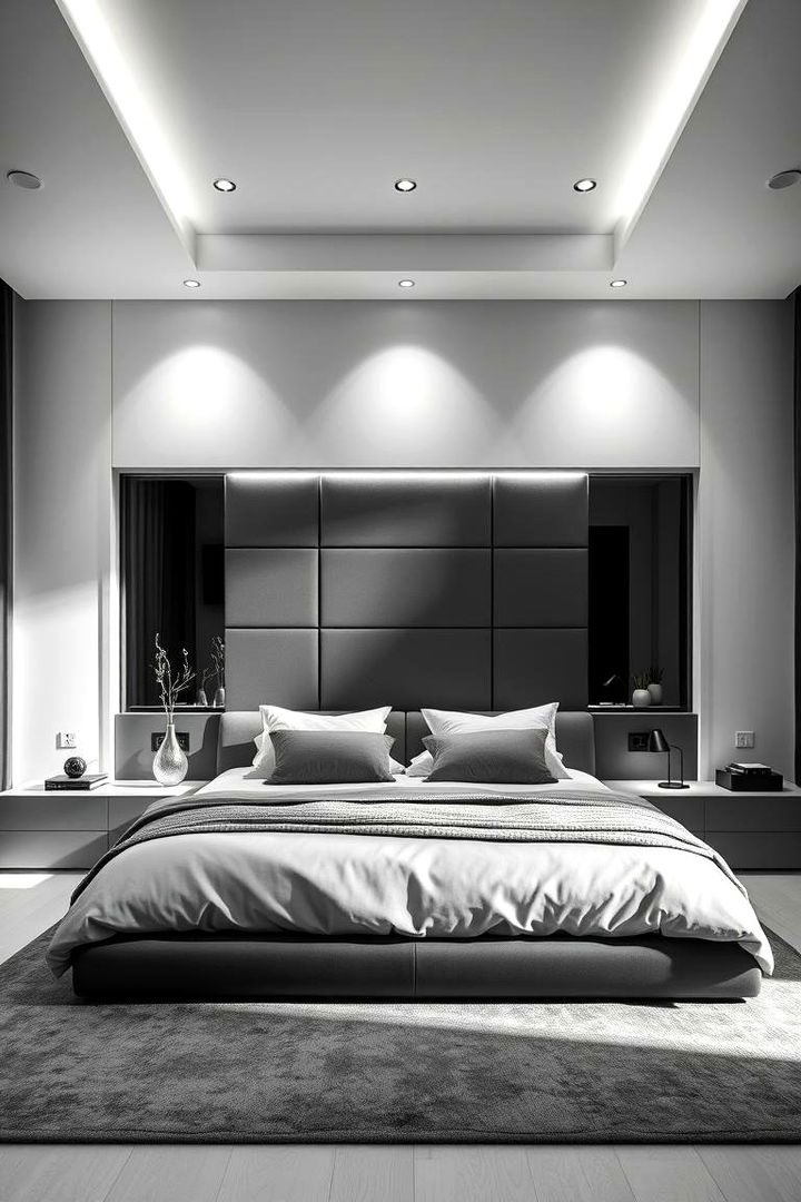 High Contrast Modern Look - 22 Grey and White Bedroom Ideas