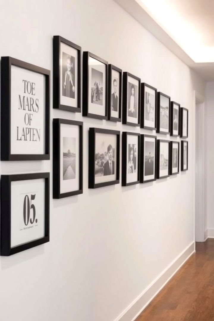 High Contrast Picture Frames - 22 Black and White Hallway Ideas