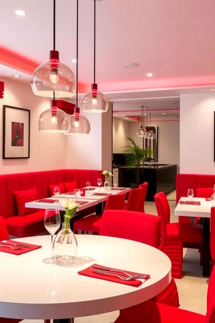 High Contrast Red Detailing - 22 Red Dining Room Ideas