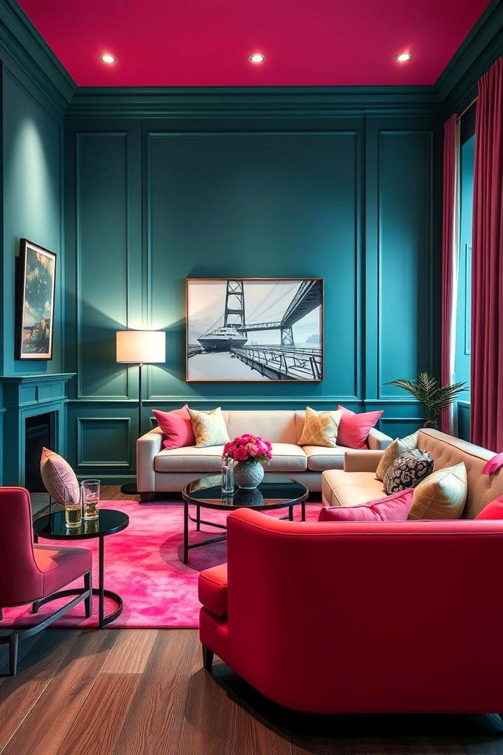 High Contrast Sophistication - 22 Teal and Pink Bedroom Ideas