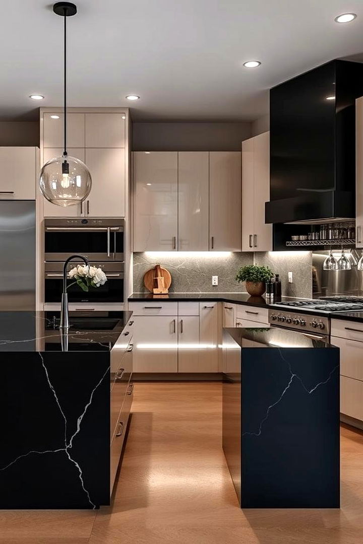 High Contrast Statement - 22 kitchen island decor ideas