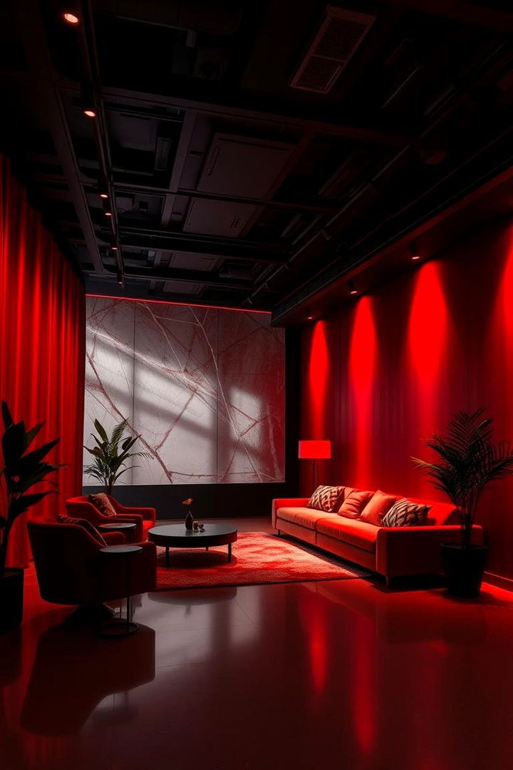 High Contrast Visual Harmony - 22 Black and Red Living Room Ideas