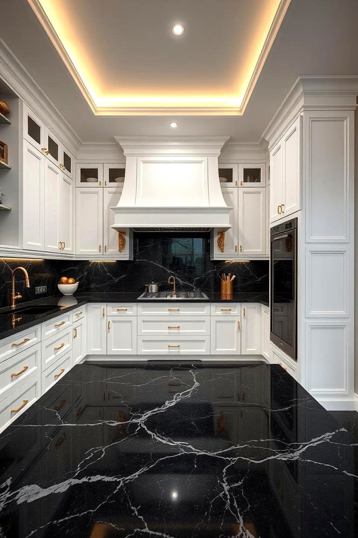 High End Materials Combination - 22 black white and gold kitchen ideas