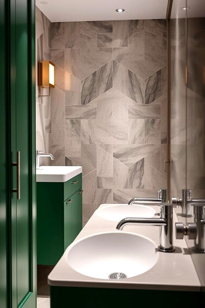 High End Plumbing Choices - 22 Bathroom With Green Vanity