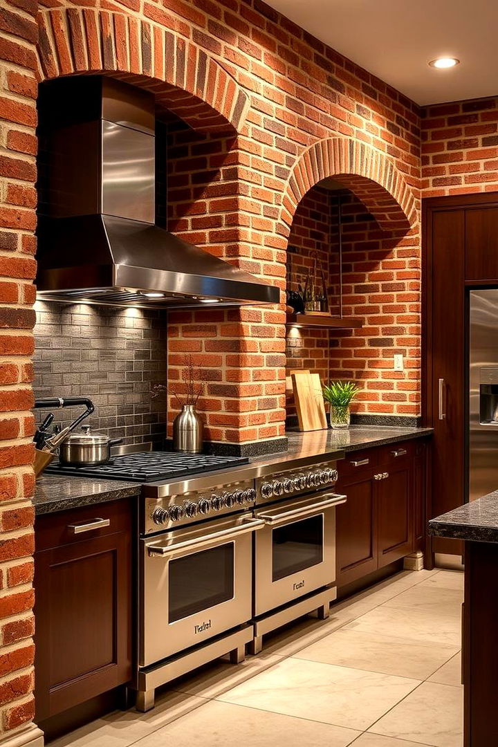 High End Red Brick and Metal Mix - 22 Red Brick Kitchen Ideas
