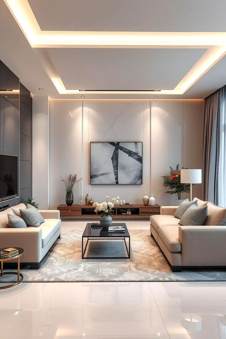 High Gloss Accents - 22 Grey and Beige Living Room Ideas