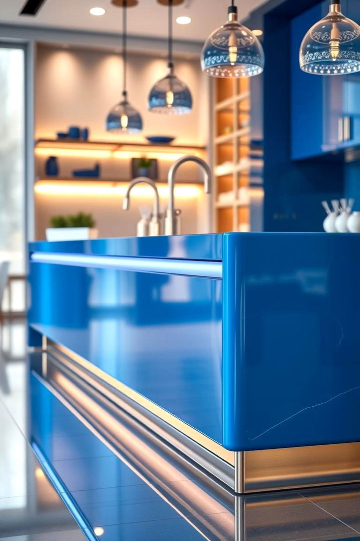 High Gloss Blue Refinement - 22 Blue Kitchen Island Ideas