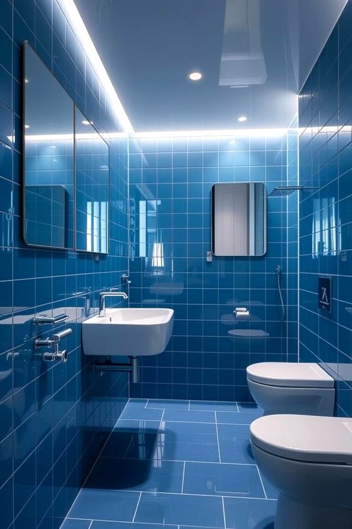 High Gloss Blue Surfaces - 22 Blue Tile Bathroom Ideas