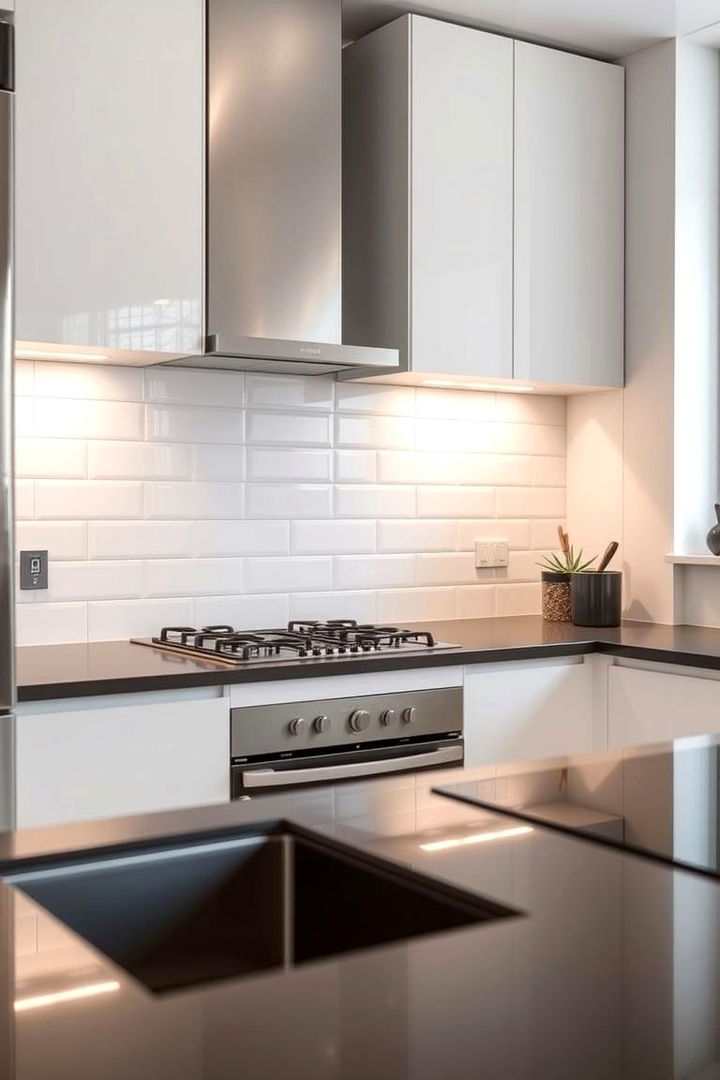 High Gloss Ceramic Finish - 22 Modern Kitchen Backsplash Ideas