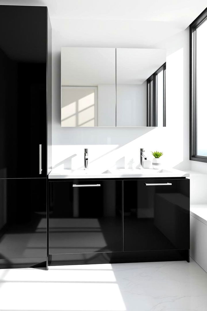 High Gloss Finishes - 22 Black and White Bathroom Ideas