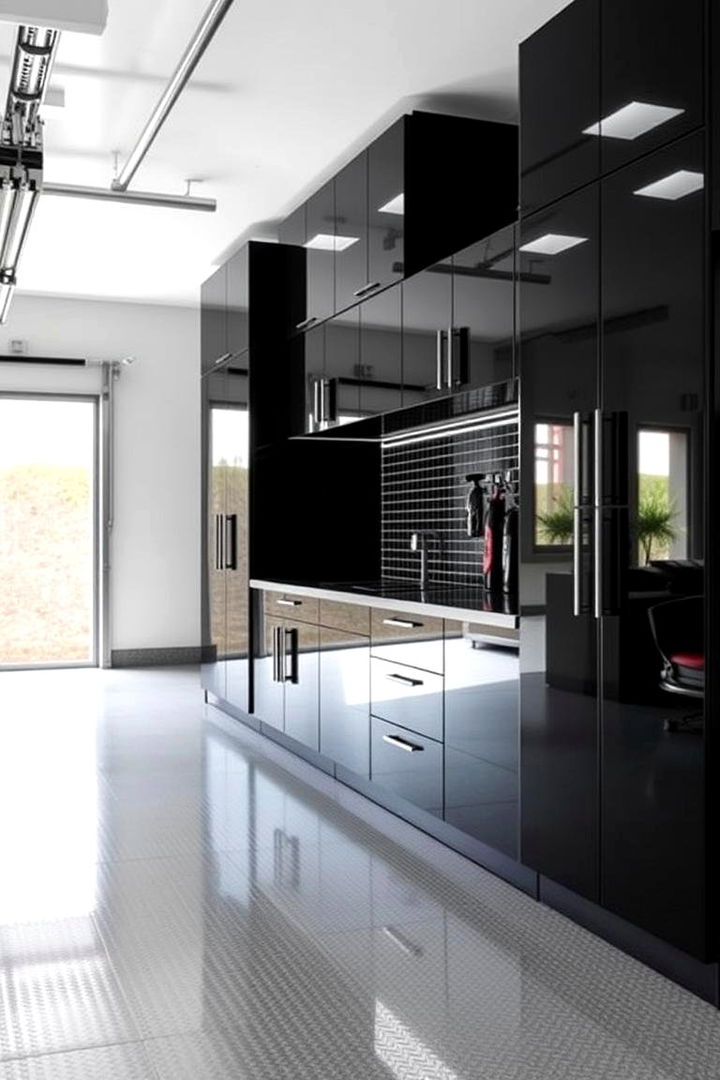High Gloss Finishes - 22 Black Garage Ideas