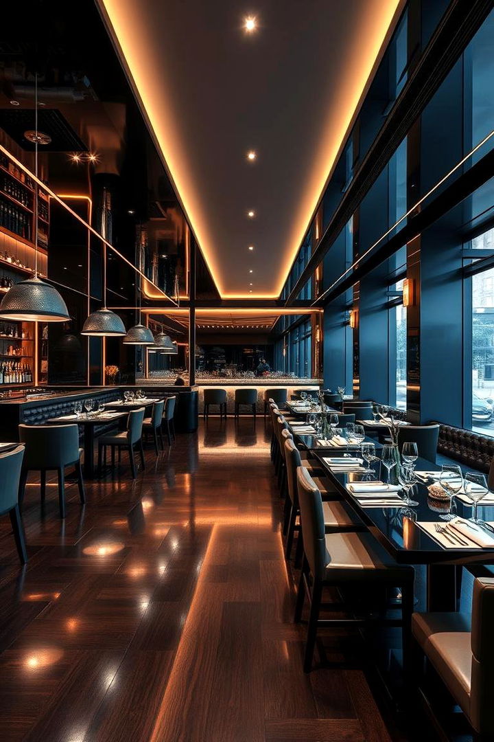 High Gloss Finishes - 22 dark wood floor dining room ideas