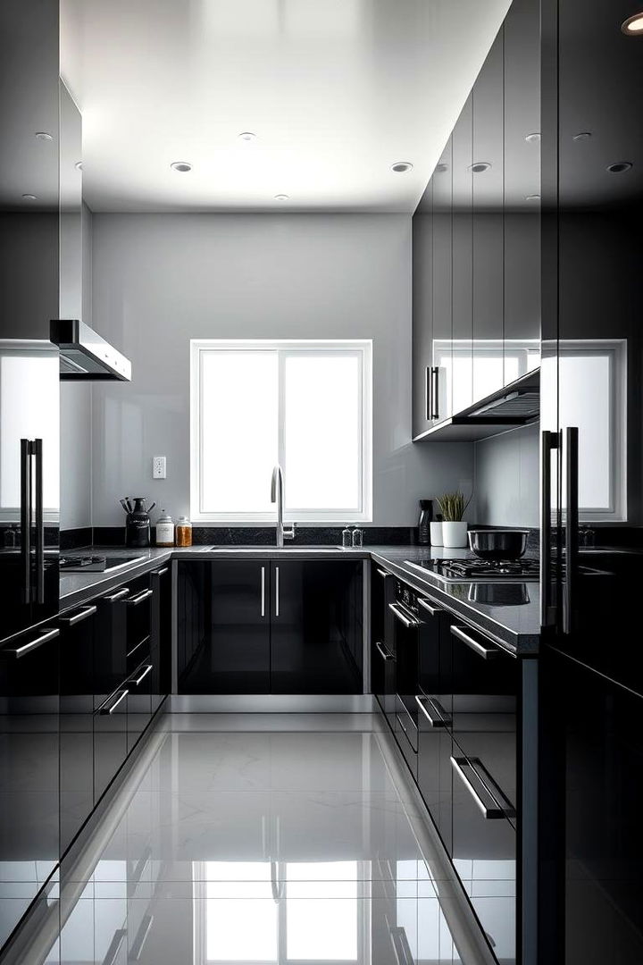 High Gloss Finishes for a Modern Edge - 22 Black and White Kitchen Ideas