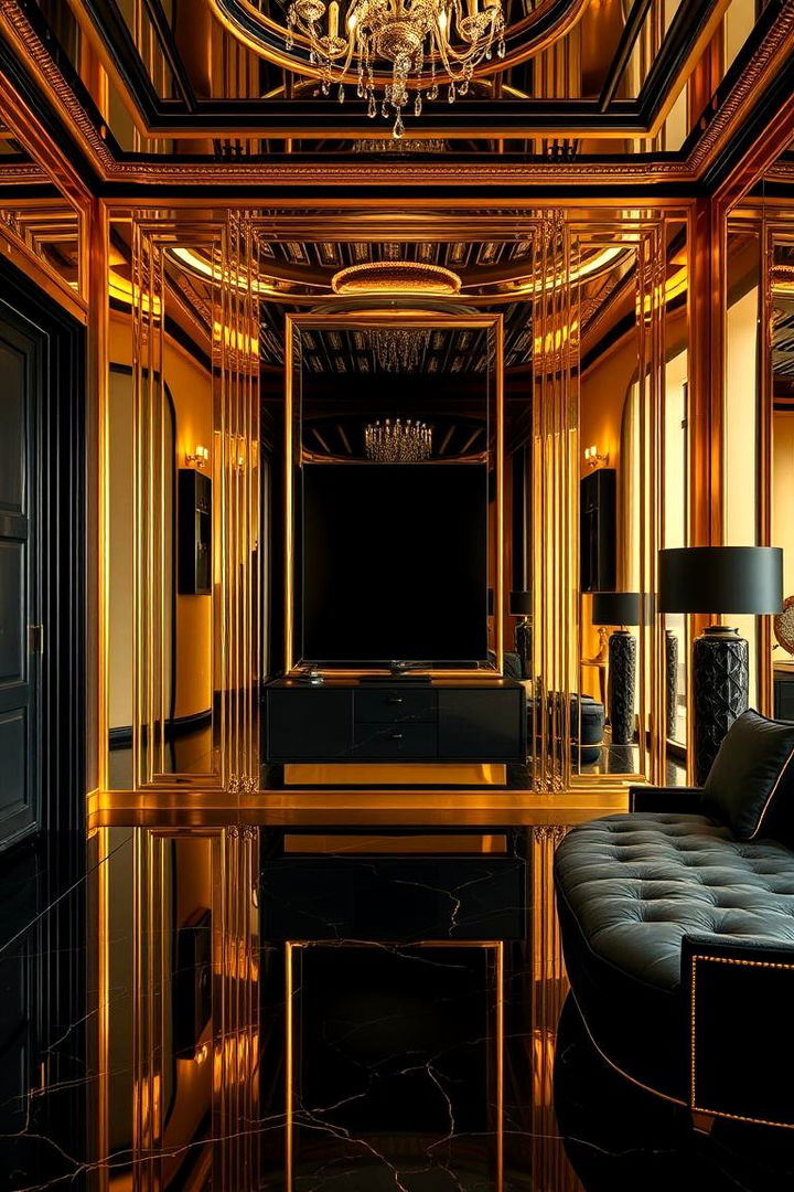 High Gloss Gold Finishes - 22 Black and Gold Living Room Ideas