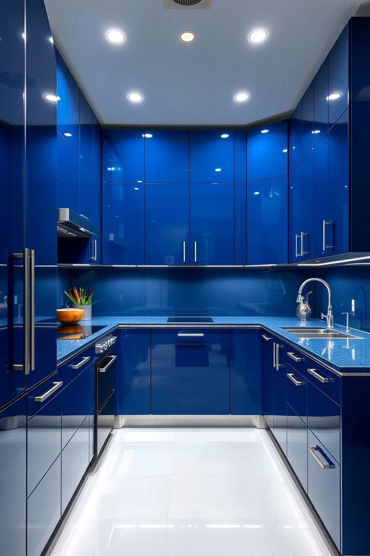 High Gloss Navy Finishes - 22 Navy Blue Kitchen Cabinets Ideas