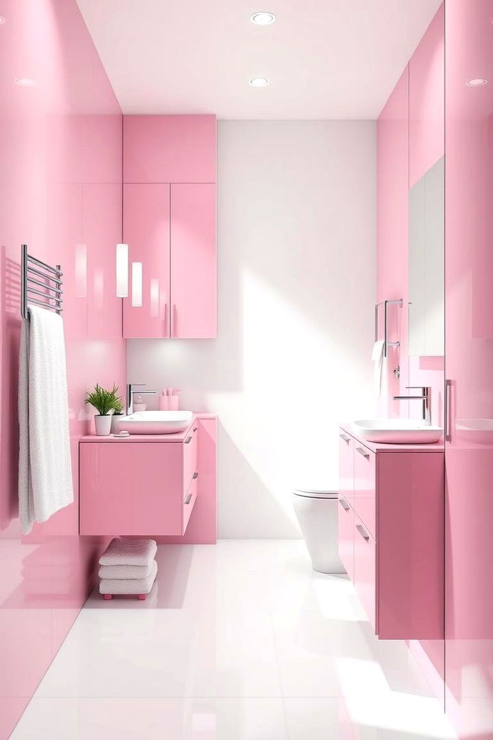 High Gloss Pink Finishes - 22 Pink Bathroom Ideas