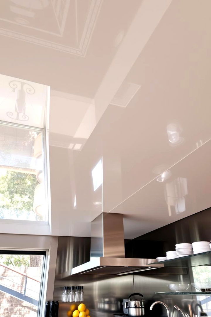 High Gloss Reflectivity - 22 Kitchen Ceiling Ideas