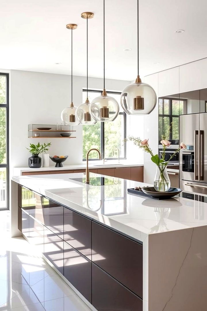 High Gloss Surfaces - 22 Kitchen Island Centerpiece Ideas