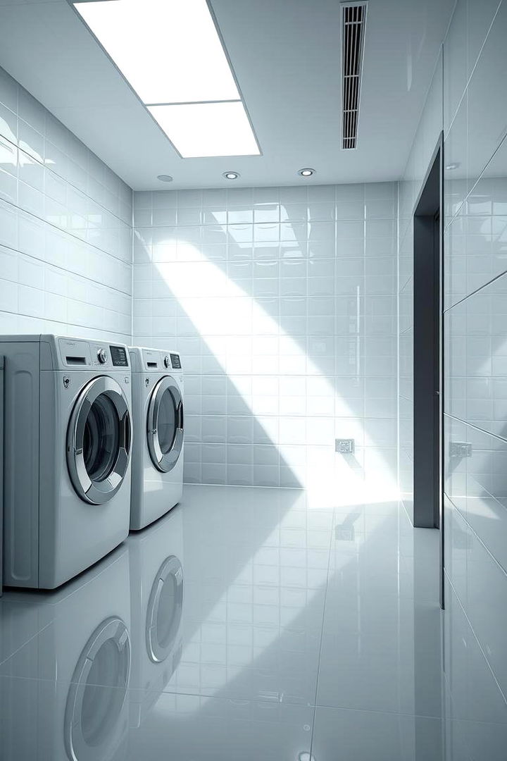 High Gloss Tiles for Reflective Shine - 22 Laundry Room Tile Ideas