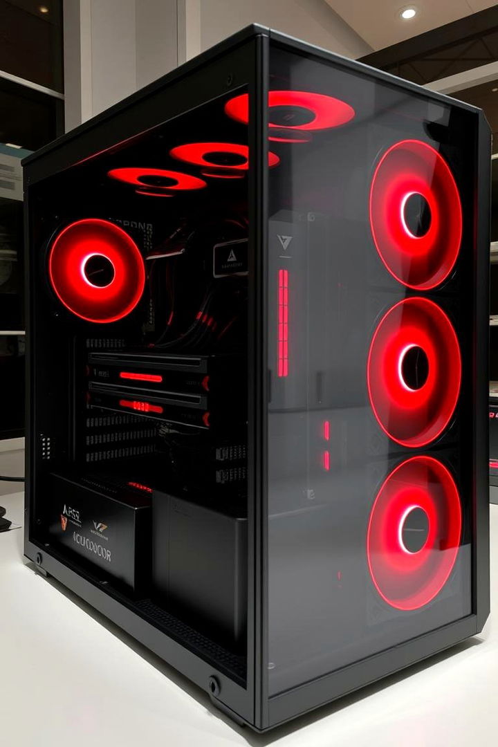 High Performance PC with Red Cooling Accents - 22 Red and Black Gaming Setup Ideas
