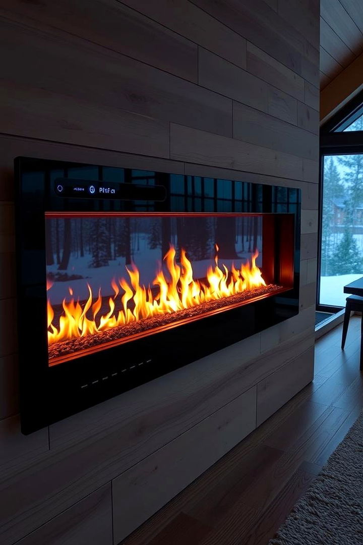 High Tech Linear Fireplace - 22 Cabin Fireplace Ideas