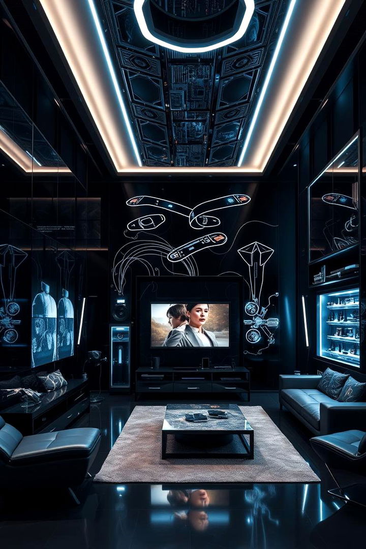 High Tech Modern Integrations - 22 Black Living Room Ideas